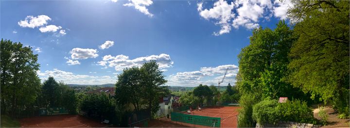 Panoramablick von der Terrasse ins Grüne